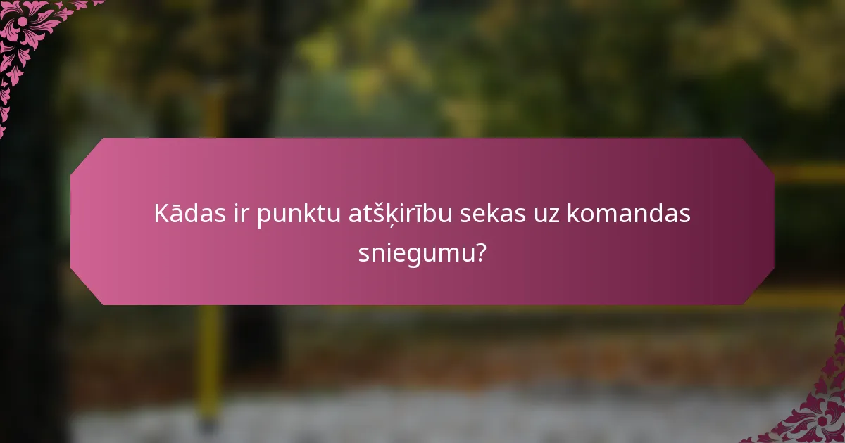 Kādas ir punktu atšķirību sekas uz komandas sniegumu?