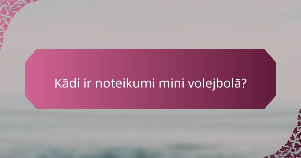 Kādi ir noteikumi mini volejbolā?